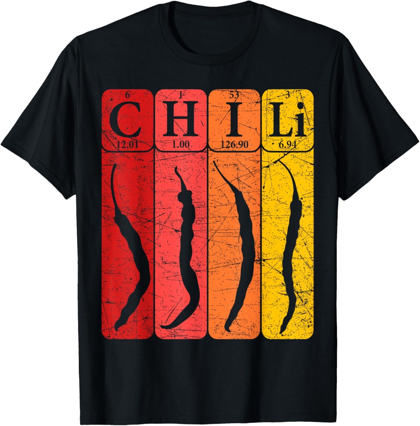 Chili Periodic Table Elements Chili Pepper Spicy Food Retro T-Shirt - T-Shirt | Black
