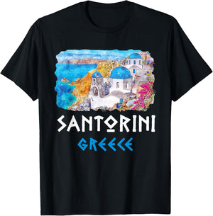 Santorini Greece Painting Souvenir T-Shirt - T-Shirt | Black