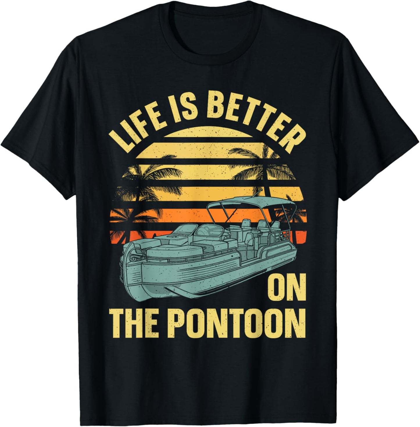 Funny Pontoon Boat Art Women Boating Pontoon Captain T-Shirt - T-Shirt | Black