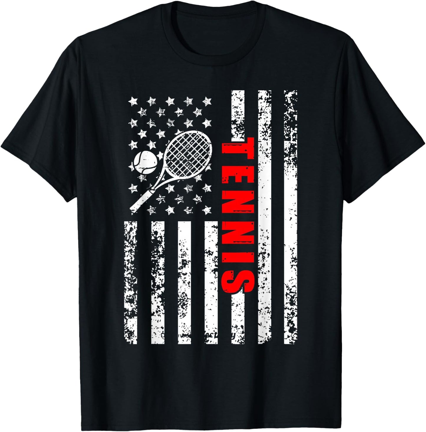 US American Flag Tennis Patriotic women kids Tennis T-Shirt - T-Shirt | Black