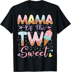 Mama of The Two Sweet 2nd Birthday Girl Ice Cream T-Shirt - T-Shirt | Black