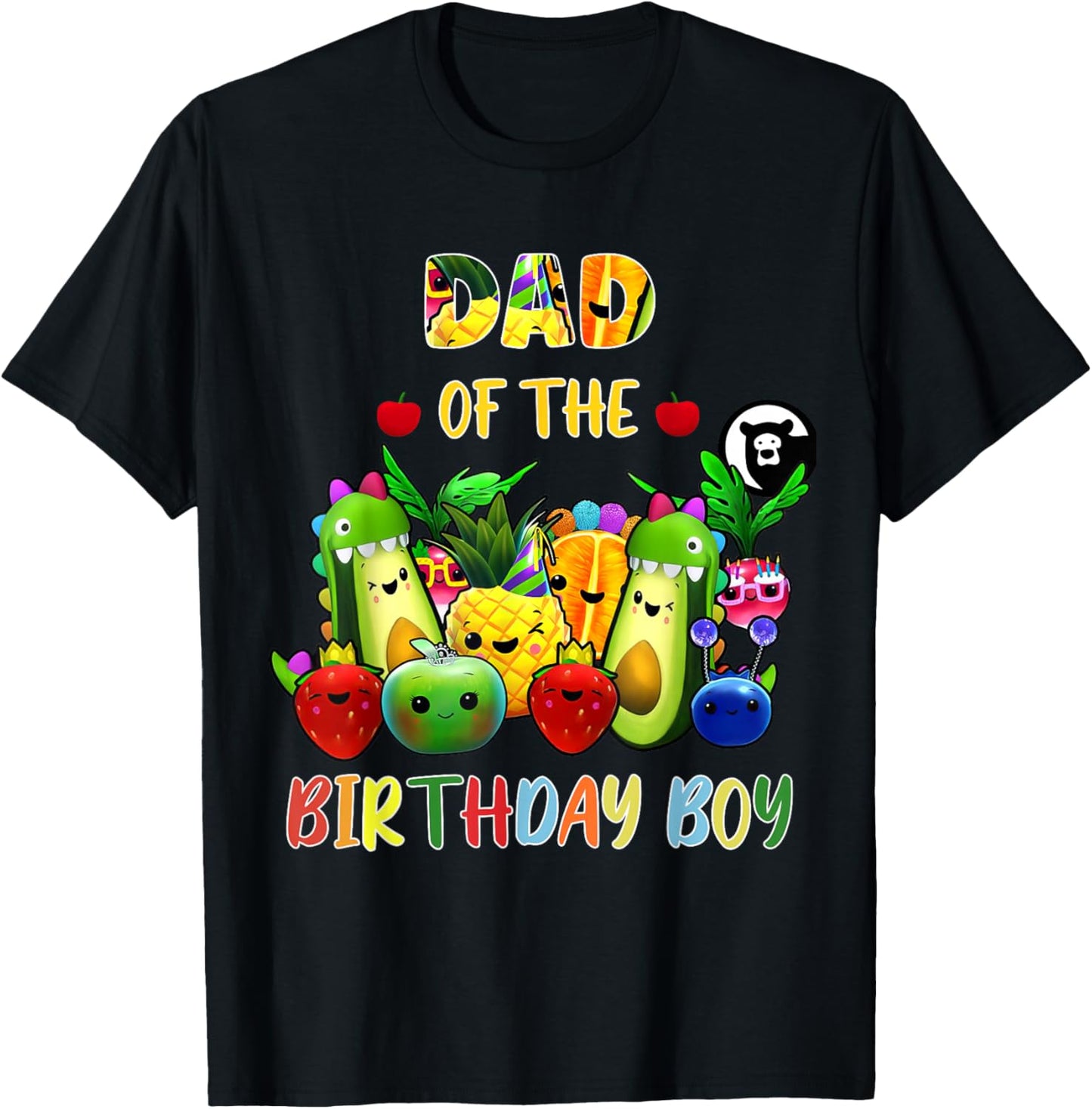 Dad Of The Birthday Boy Family Fruit Birthday Hey Bear T-Shirt - T-Shirt | Black