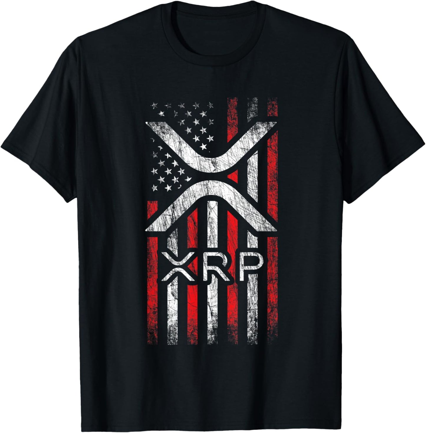 Crypto Currency - XRP Cryptocurrency - American Flag - XRP T-Shirt - T-Shirt | Black