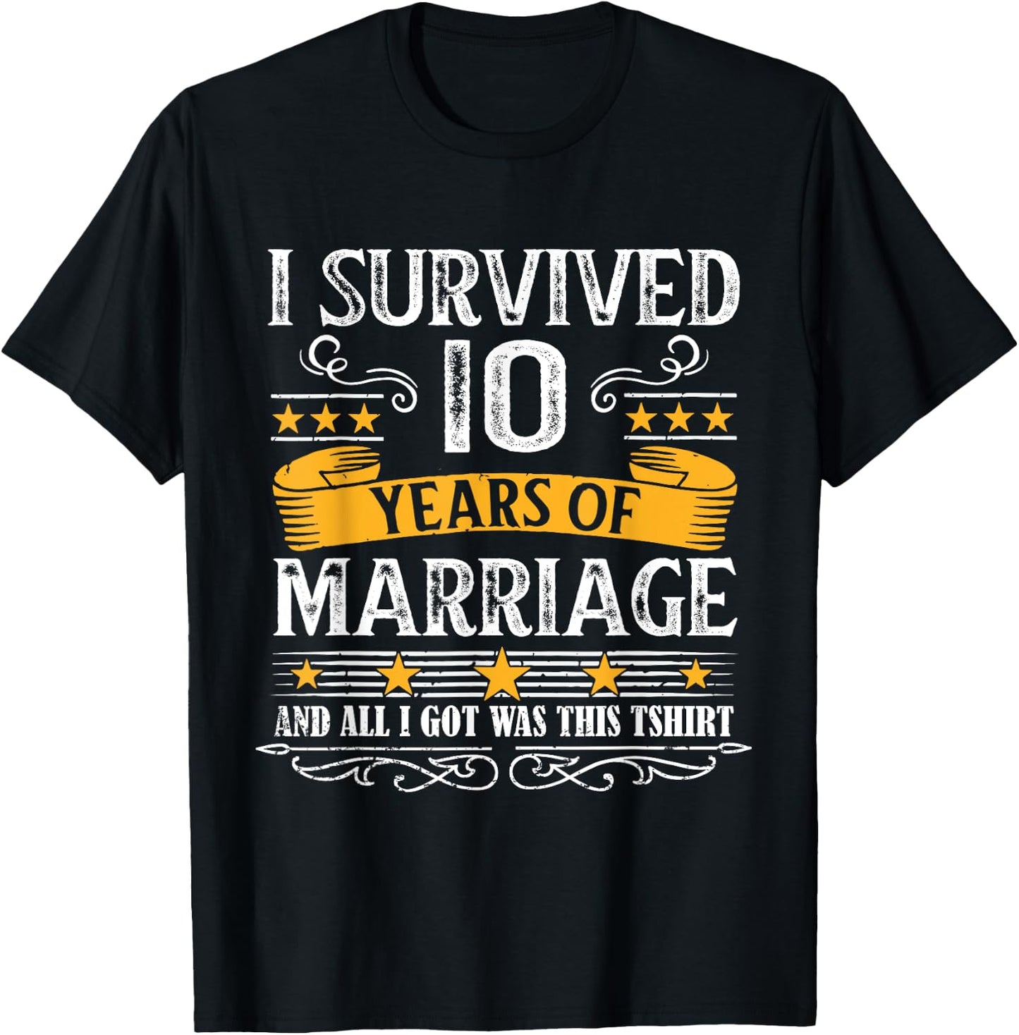 10th Wedding Anniversary shirt Couples Husband Wife 10 Years T-Shirt - T-Shirt | Black