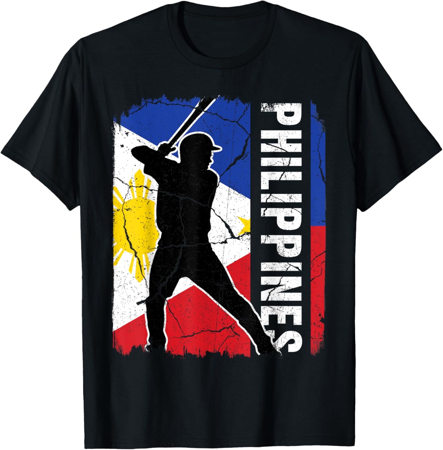 Filipino Baseball Player Philippines Flag Baseball Fans T-Shirt - T-Shirt | Black
