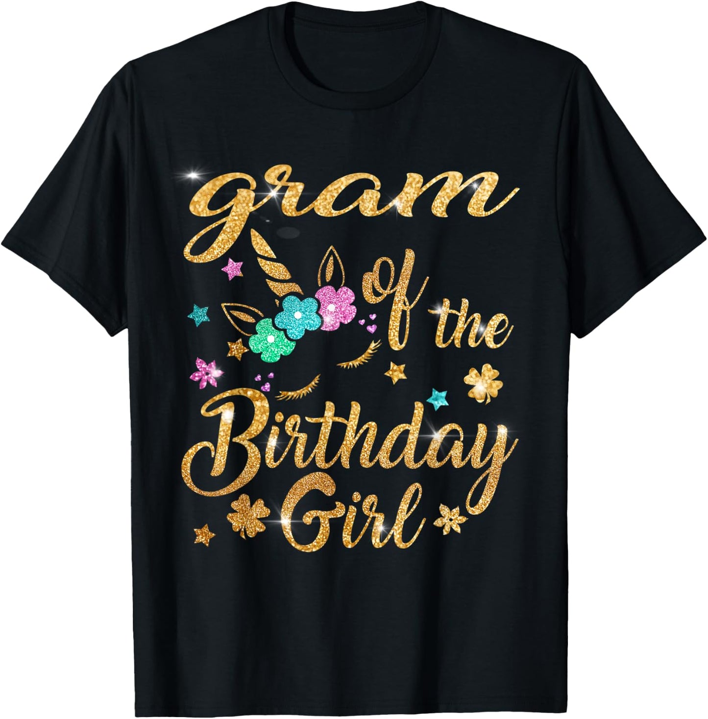 Gram of The Birthday Girl Unicorn Grandma T-Shirt - T-Shirt | Black