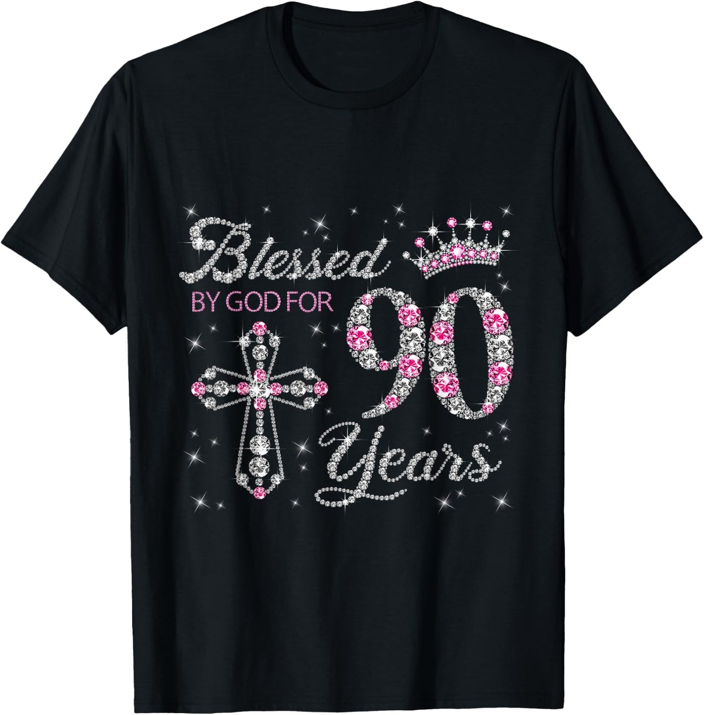 Blessed by God For 90 Years Old 90th Birthday Gift T-Shirt - T-Shirt | Black