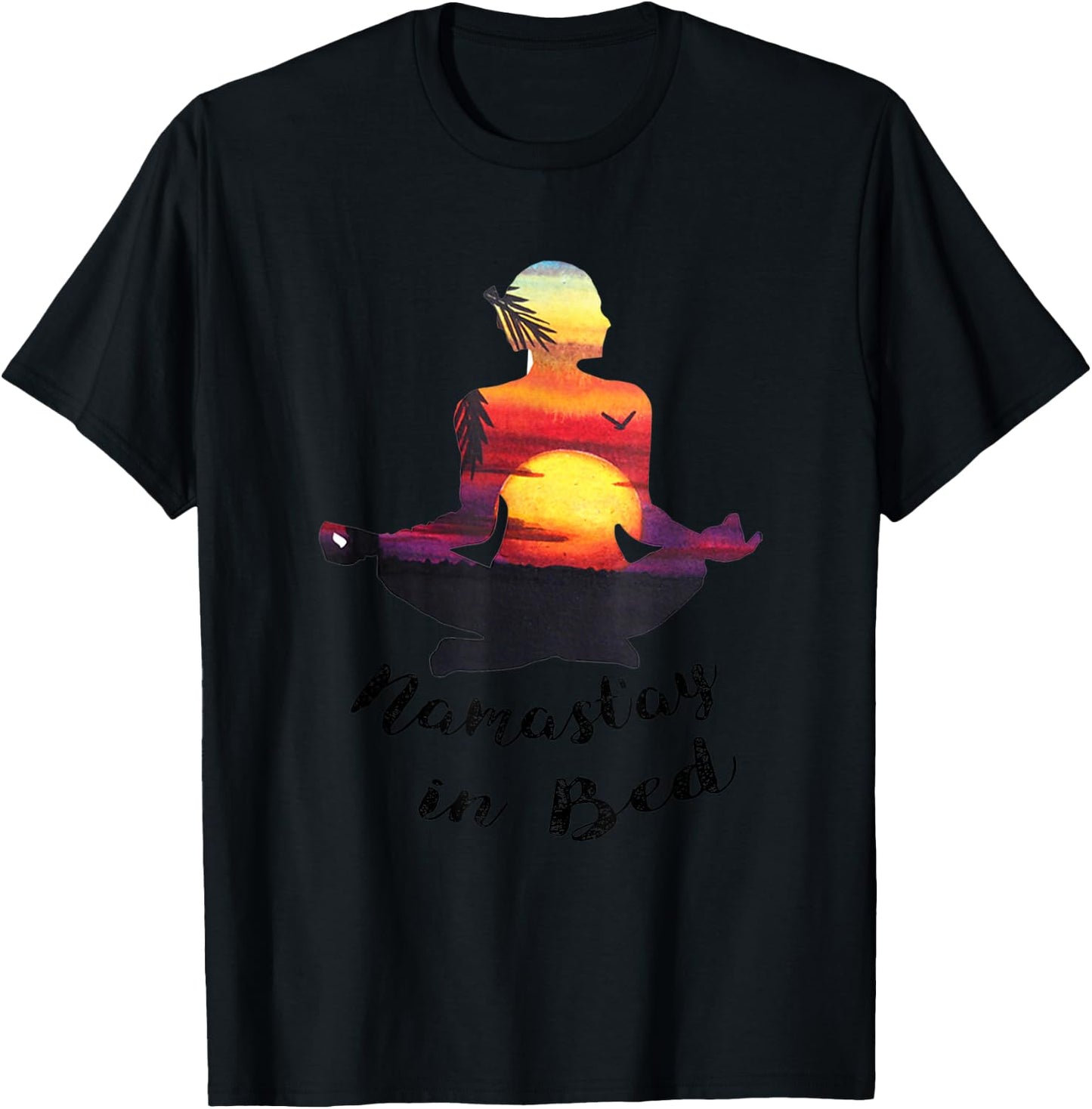 Funny Namastay in Bed Yoga Lover Novelty Gift Men T-Shirt - T-Shirt | Black