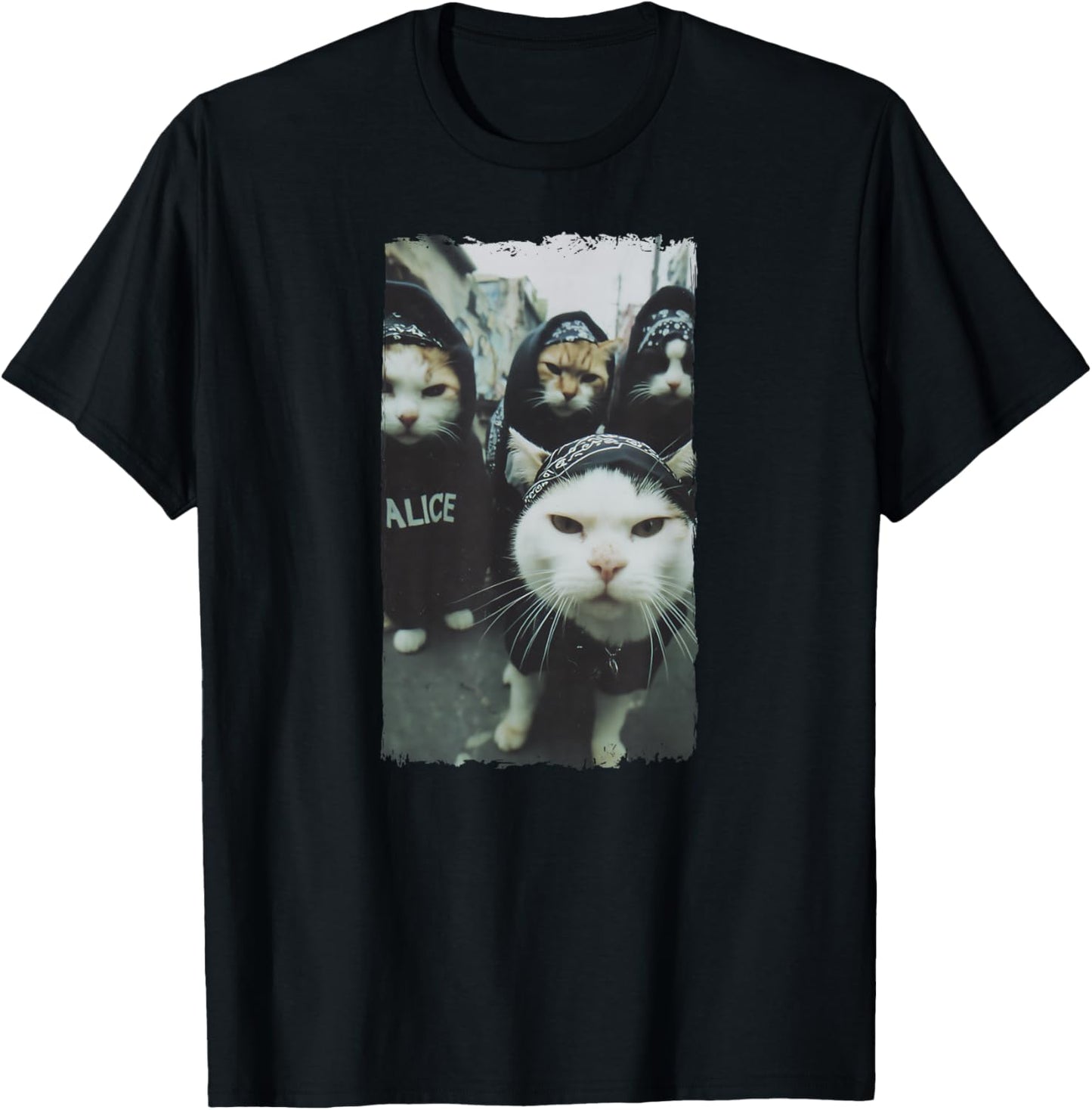 Gangster Katzen Streetwear Cooles Katzenmotiv Lustig T-Shirt - T-Shirt | Black