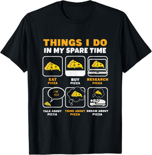 Things I Do In My Spare Time Eating Pizza Slice Pizza T-Shirt - T-Shirt | Black