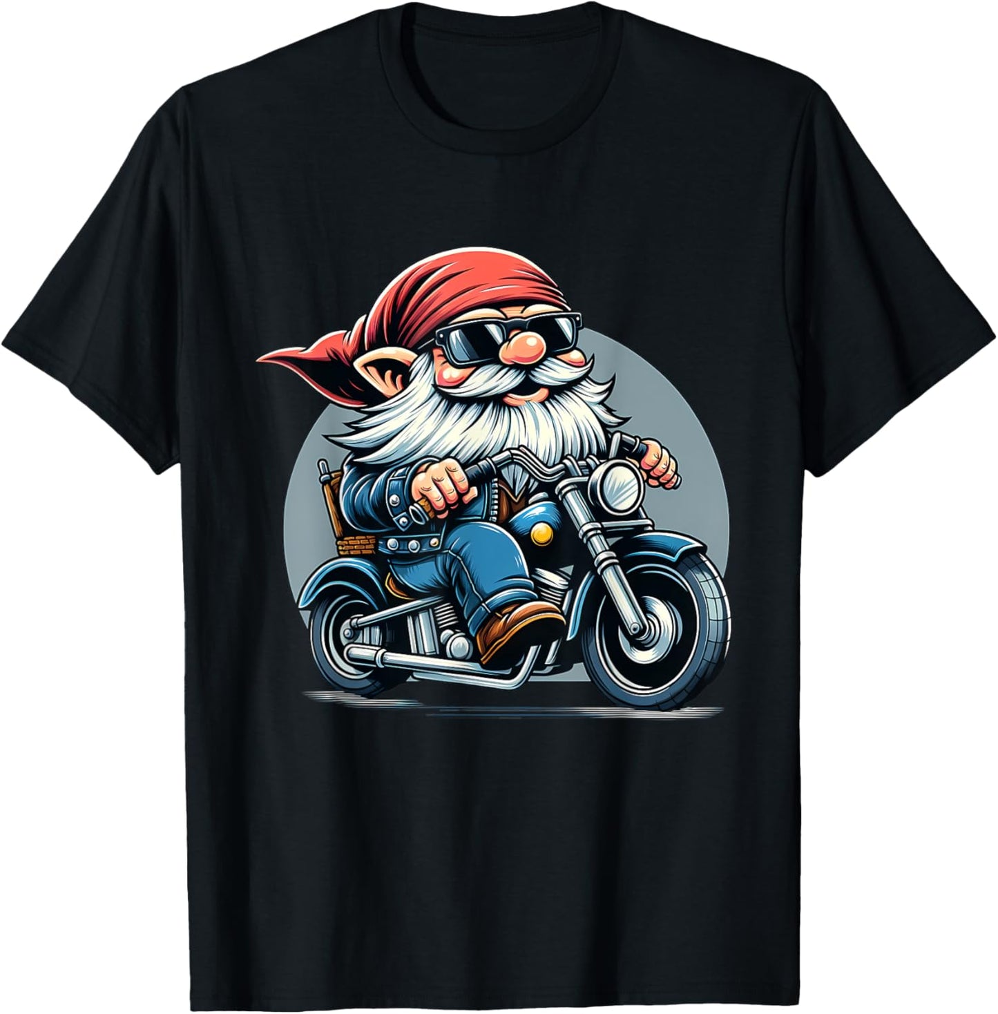 Biker Gnome Riding Motorbike T-Shirt - T-Shirt | Black