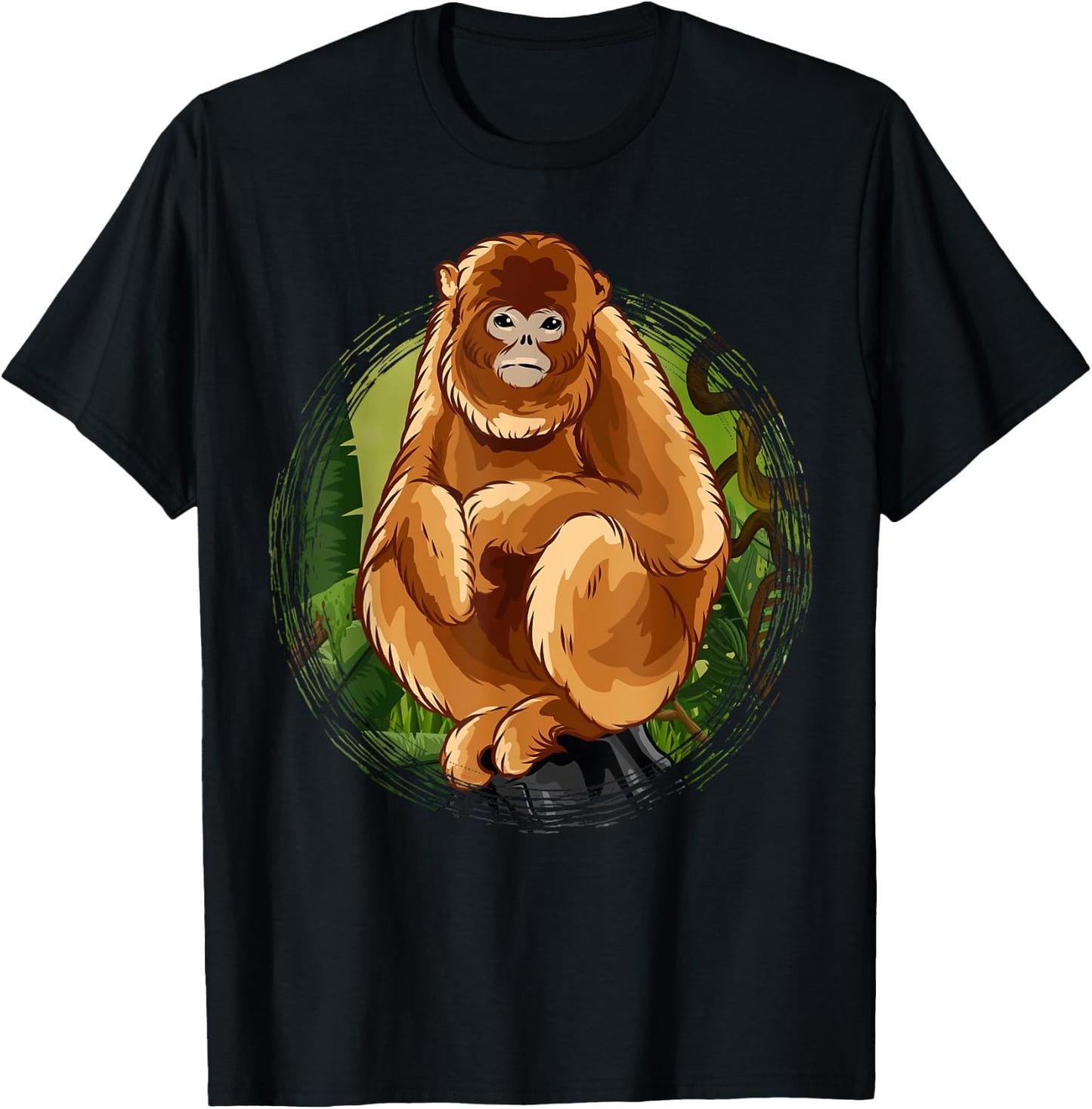 Golden Snub-Nosed Monkey Cute Monkey T-Shirt - T-Shirt | Black