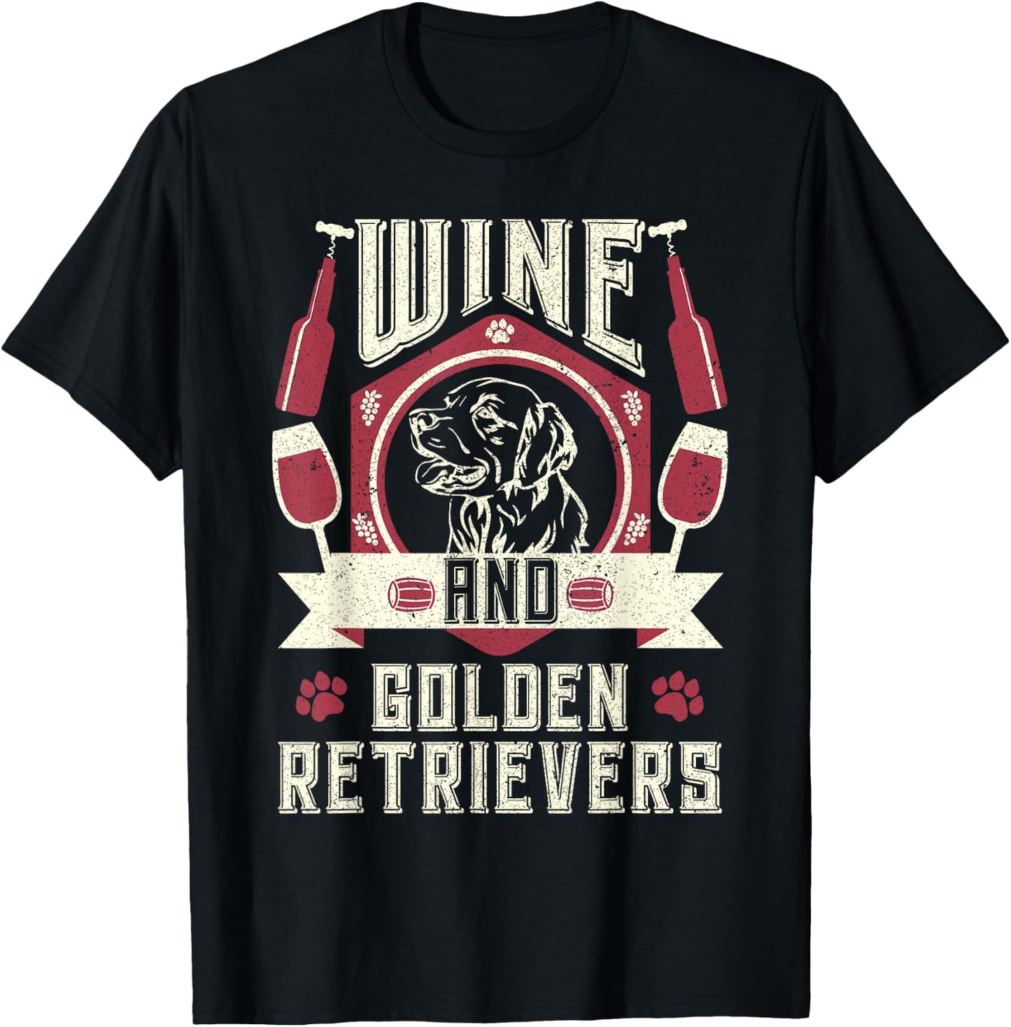 Wine And Golden Retrievers Wine Connoisseurs Dog Owner Lover Women T-Shirt - T-Shirt | Black
