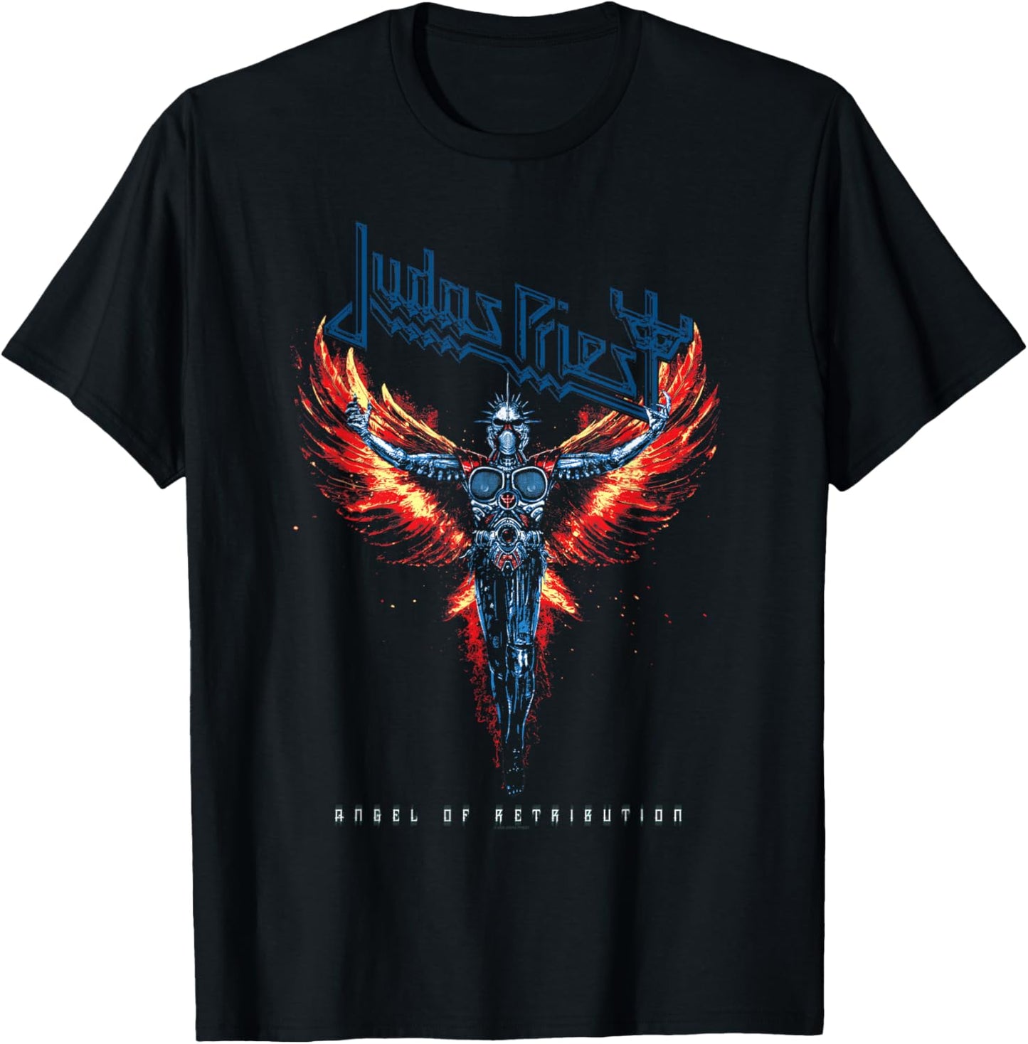 Judas Priest Angel Wings Blue Logo T-Shirt - T-Shirt | Black