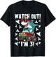 Kids 3 Years Old 3rd Birthday Shark Boy Girl Monster Truck Gamer T-Shirt - T-Shirt | Black