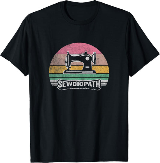 Retro Vintage Sewing Shirt Funny Sew Sewing Lover Sewciopath T-Shirt - T-Shirt | Black