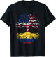 Colombian Roots American Grown Tree Flag USA Colombia Gift T-Shirt - T-Shirt | Black