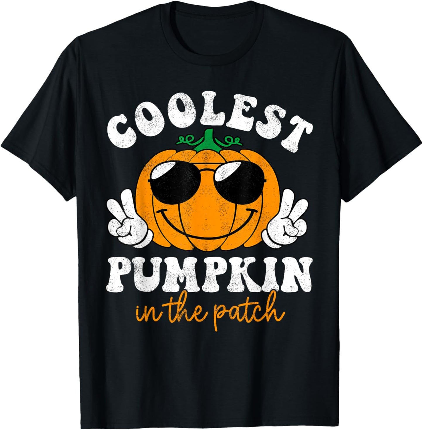 Groovy Coolest Pumpkin In The Patch Halloween Toddler Boys T-Shirt - T-Shirt | Black