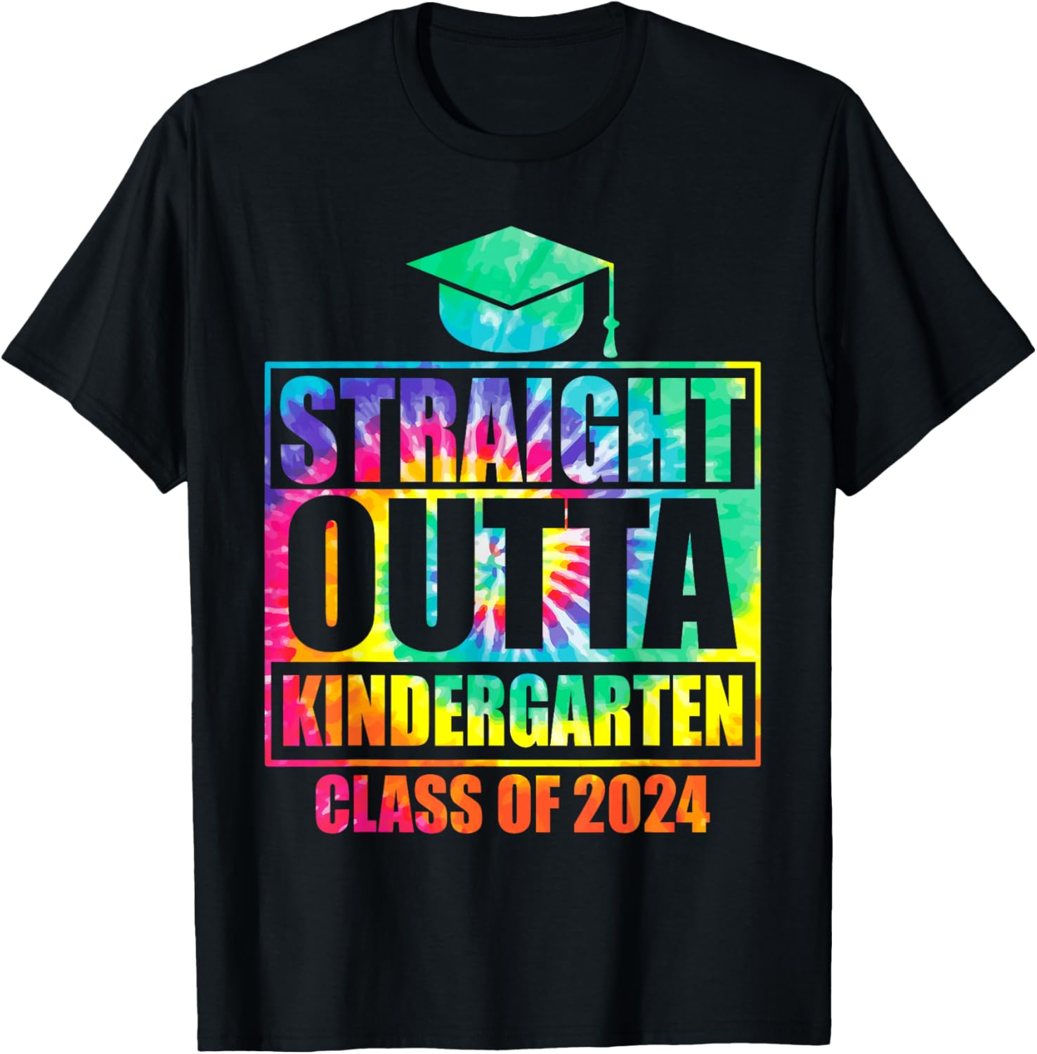 Straight Outta Kindergarten School Graduation Class Of 2024 T-Shirt - T-Shirt | Black