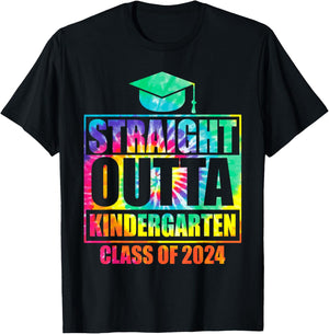 Straight Outta Kindergarten School Graduation Class Of 2024 T-Shirt - T-Shirt | Black