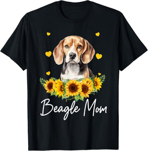 Sunflower Beagle Mom Dog Lover T-Shirt - T-Shirt | Black