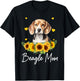 Sunflower Beagle Mom Dog Lover T-Shirt - T-Shirt | Black