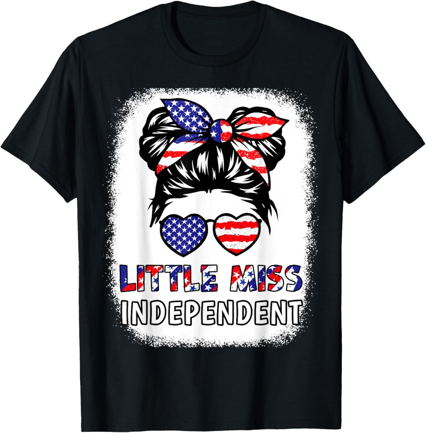 Girl 4th July Little Miss Independent Teen Youth Patriotic T-Shirt - T-Shirt | Black