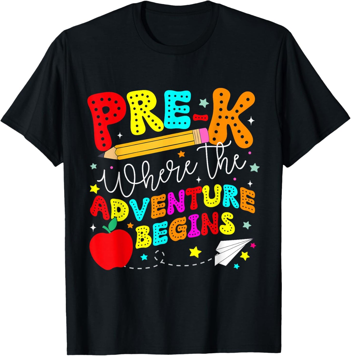 Pre-k Where The Adventure Begins First Day of Prek Teacher T-Shirt - T-Shirt | Black