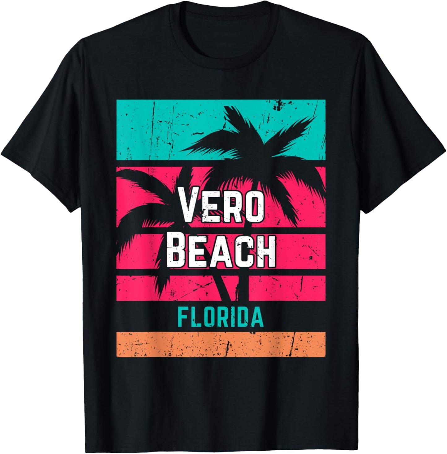 Vero Beach Florida Vacation Souvenir Surfing Vintage Women T-Shirt - T-Shirt | Black
