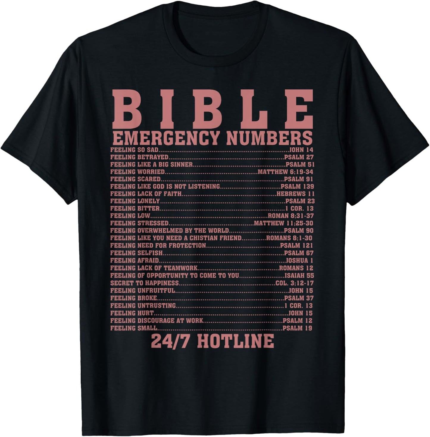 Funny Bible Emergency Numbers Gift Men Women Cool Christian T-Shirt - T-Shirt | Black