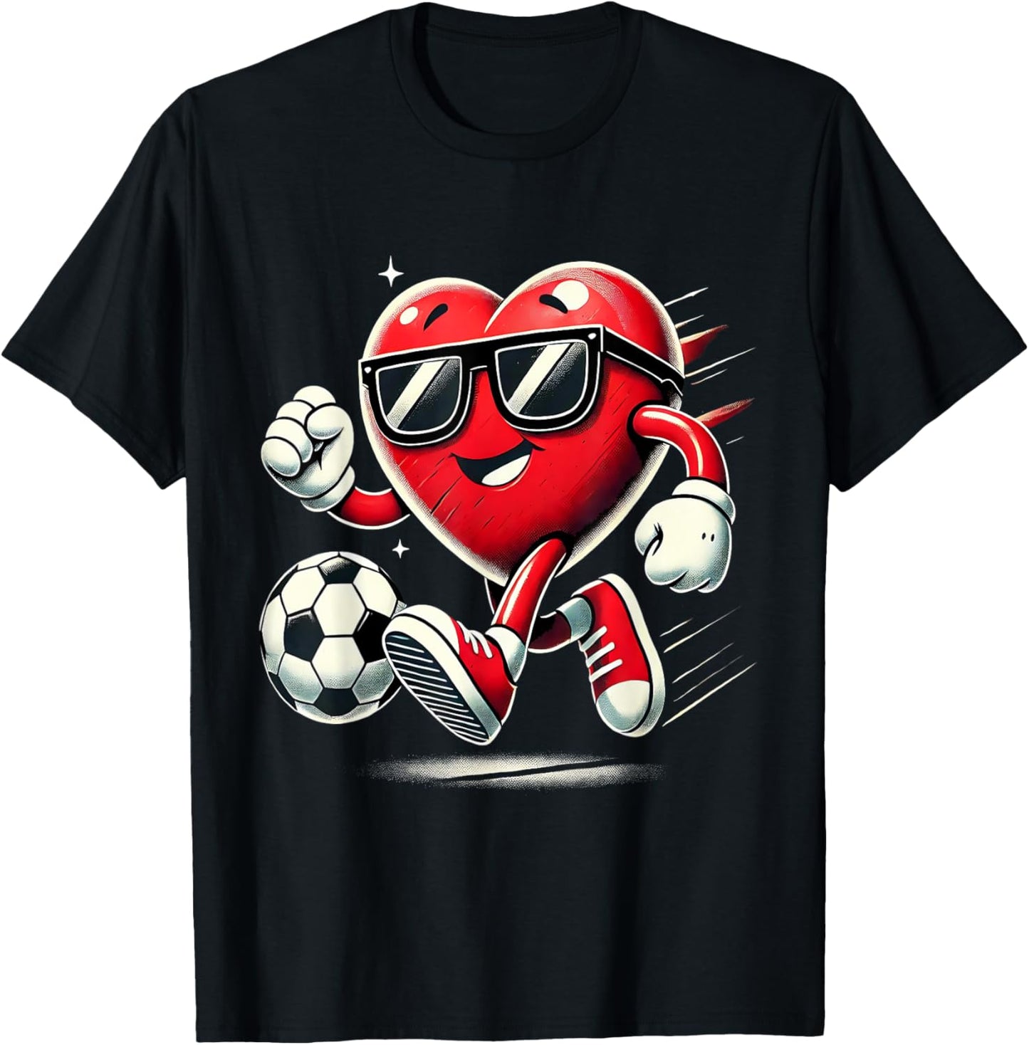 Funny Heart Playing Soccer Valentines Day Boys Kids T-Shirt - T-Shirt | Black