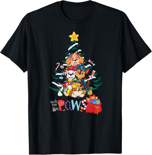 Paw Patrol Deck the Paws on Christmas T-Shirt - T-Shirt | Black