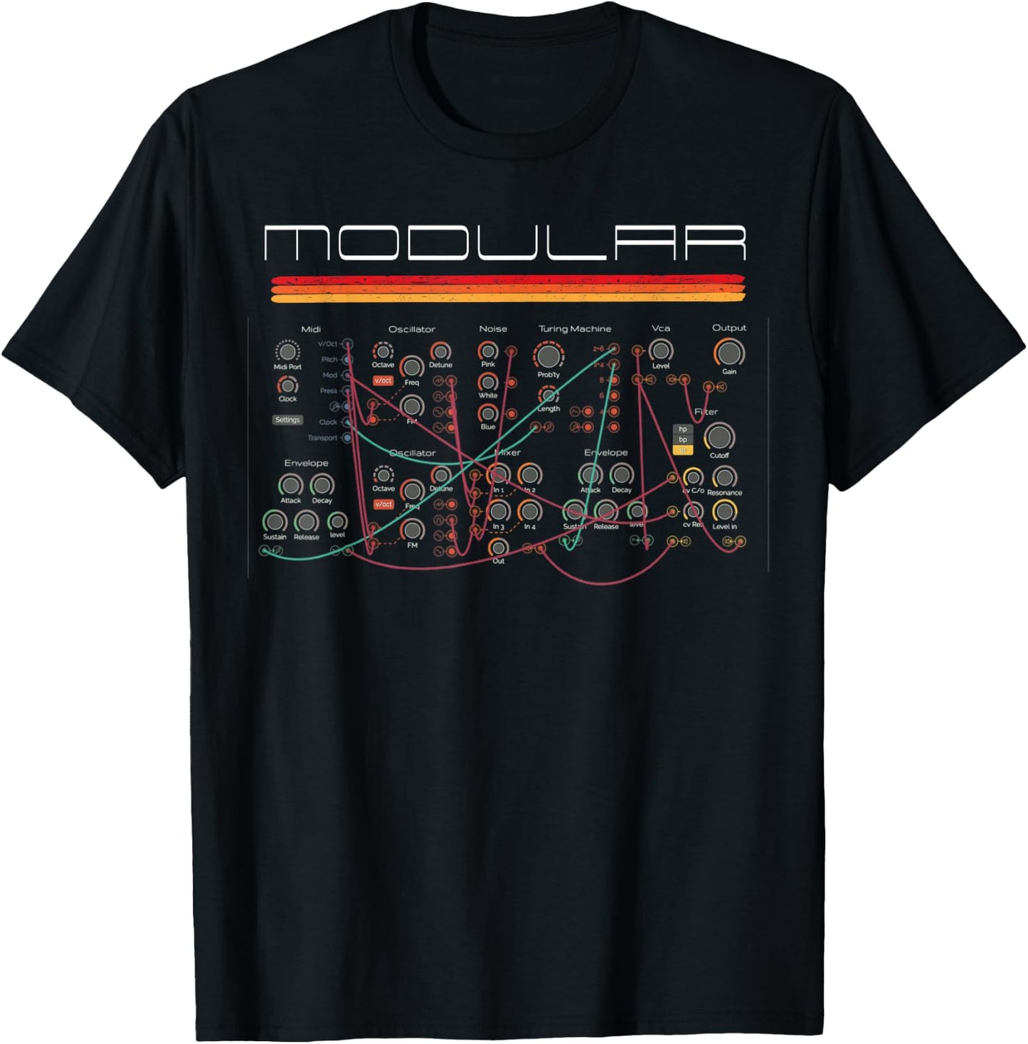 Best Synth Art Vintage Modular Synth Analog Audio Engineer Synth Nerd T-Shirt - T-Shirt | Black