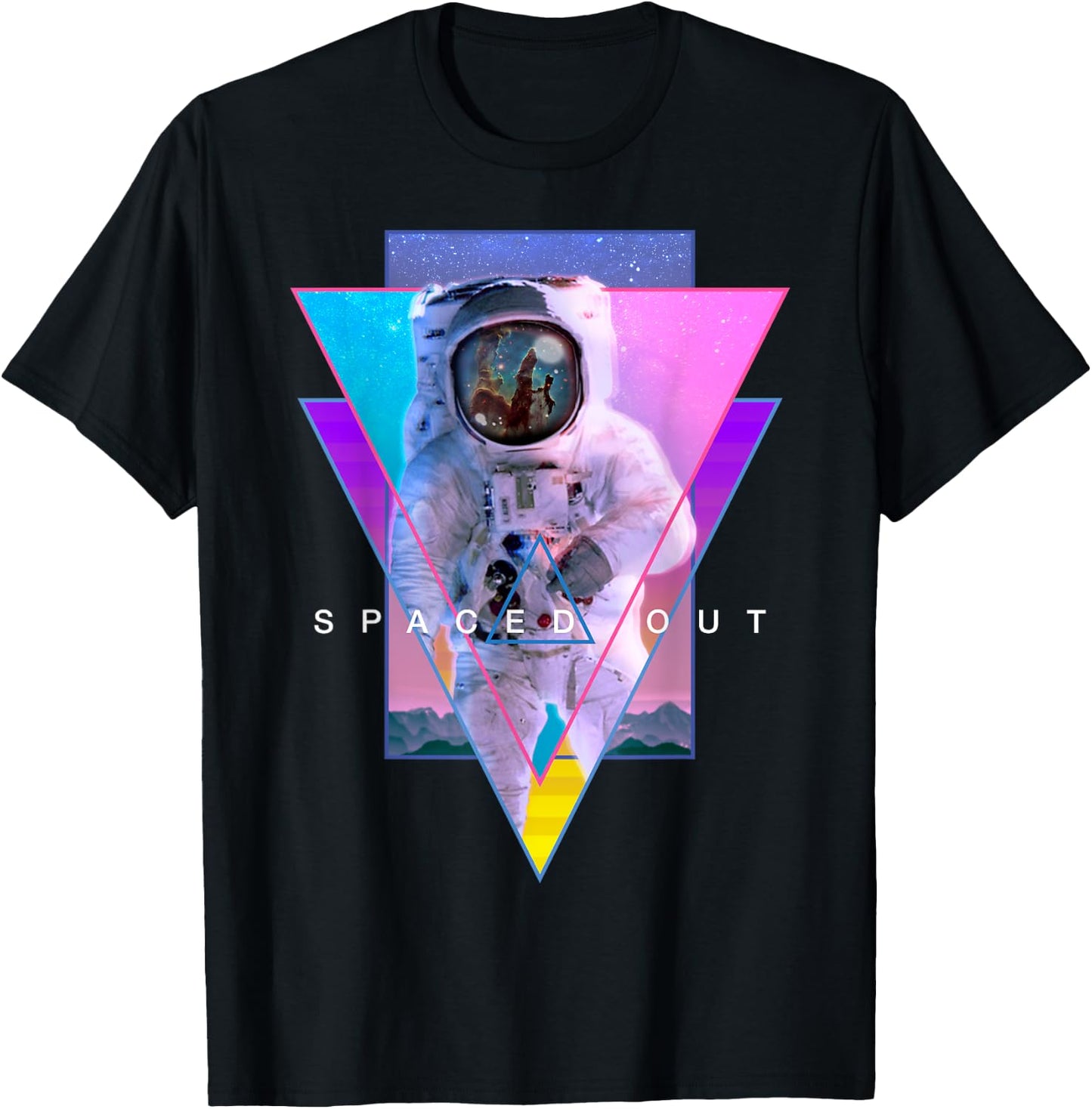 Astronaut Spaced Out Aesthetic Vaporwave Outer Space Art T-Shirt - T-Shirt | Black