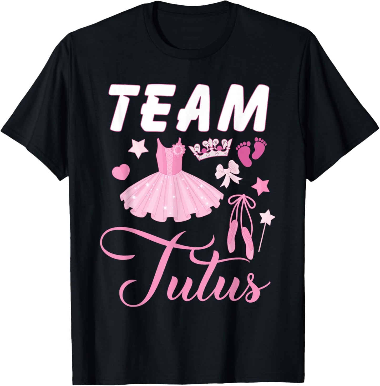 Touchdowns or Tutus Gender Reveal Baby Shower Team Boy Girl T-Shirt - T-Shirt | Black