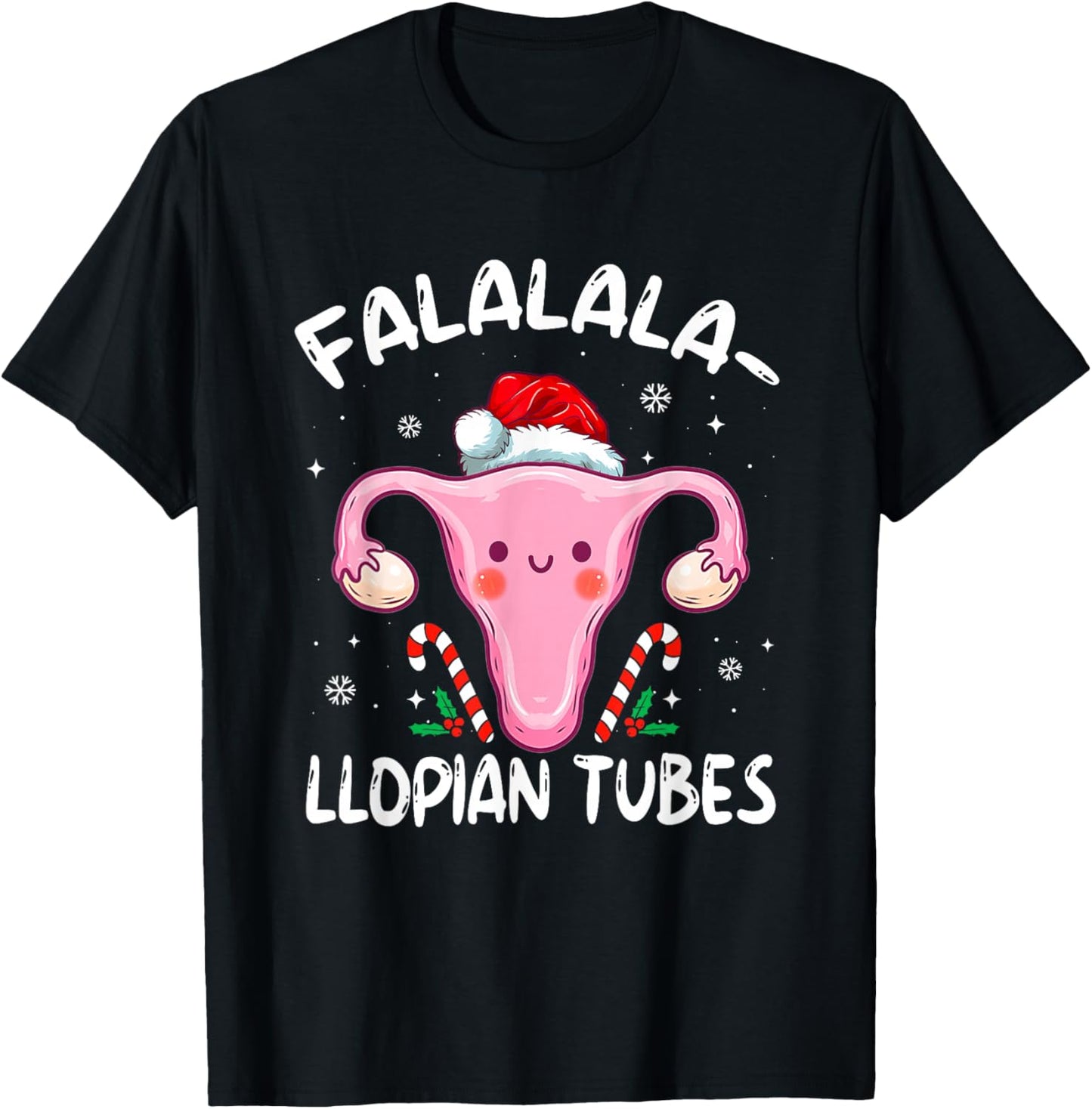Doctor Nurse Obstetrics Christmas Falalala-llopian Tubes T-Shirt - T-Shirt | Black