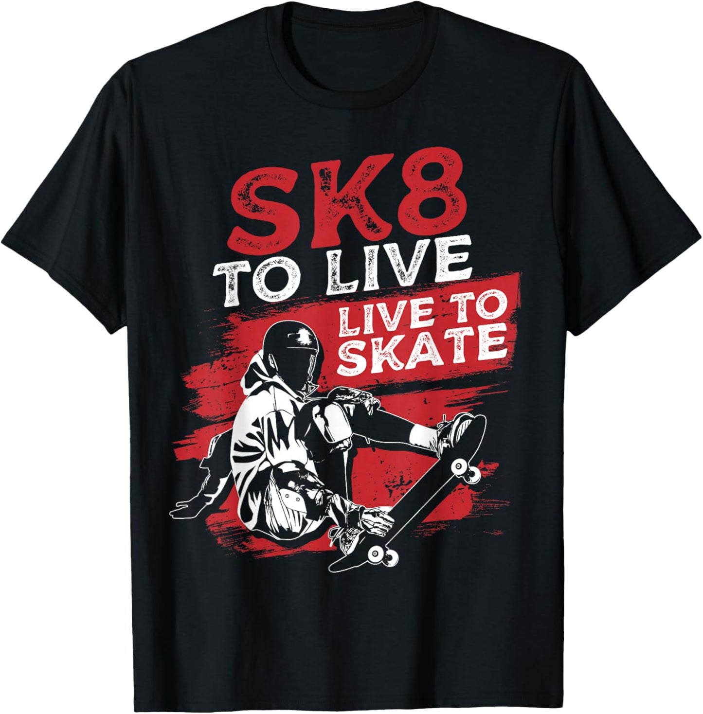 SK8 To Live Skateboarding Skateboarder Skater T-Shirt - T-Shirt | Black