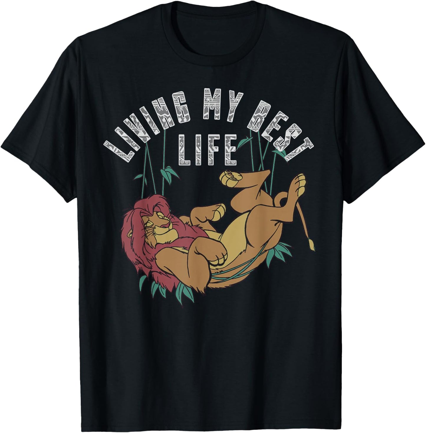 Disney Lion King Simba Living My Best Life T-Shirt - T-Shirt | Black