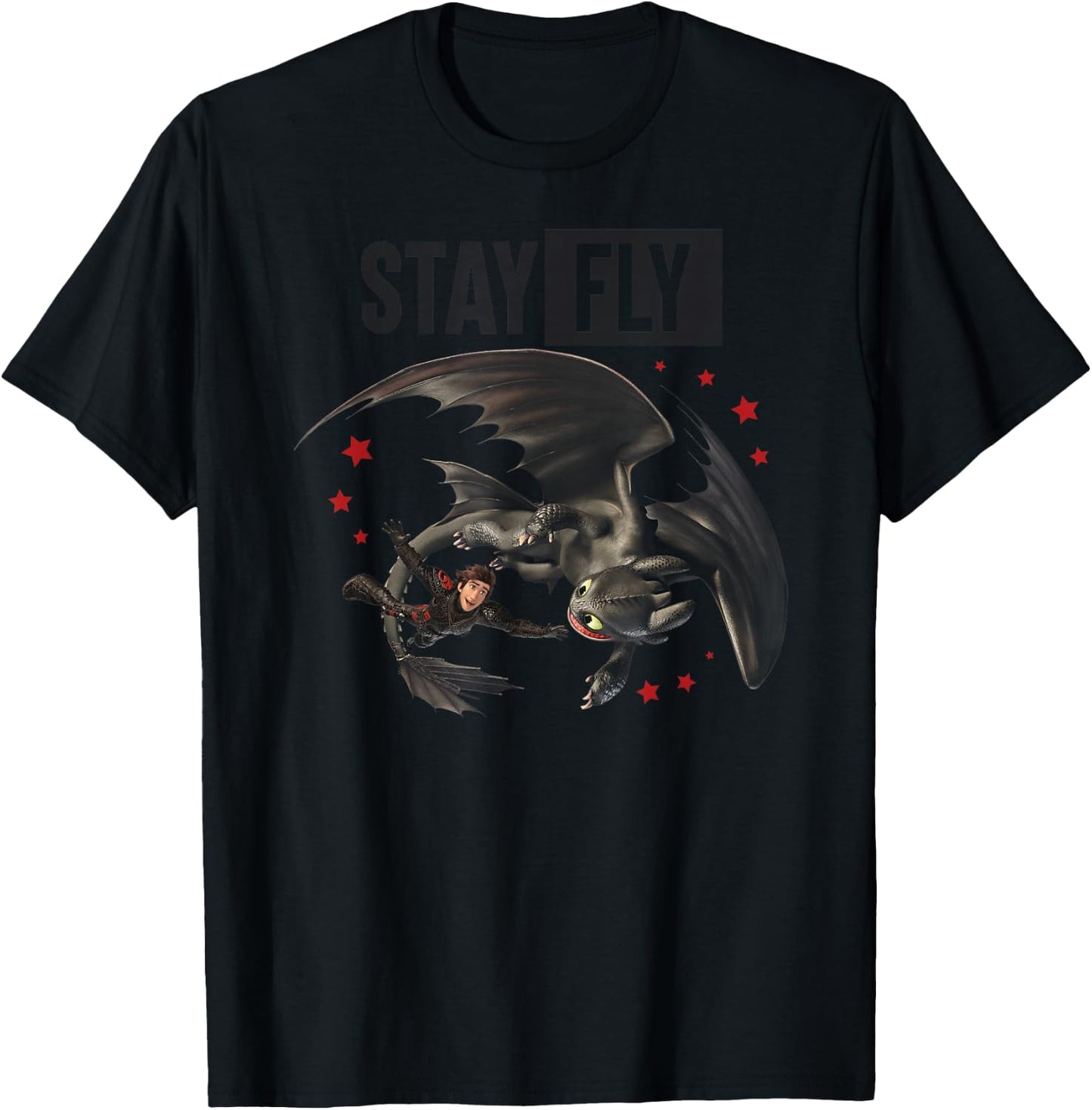 DreamWorks How to Train Your Dragon 3 Stay Fly Toothless T-Shirt - T-Shirt | Black