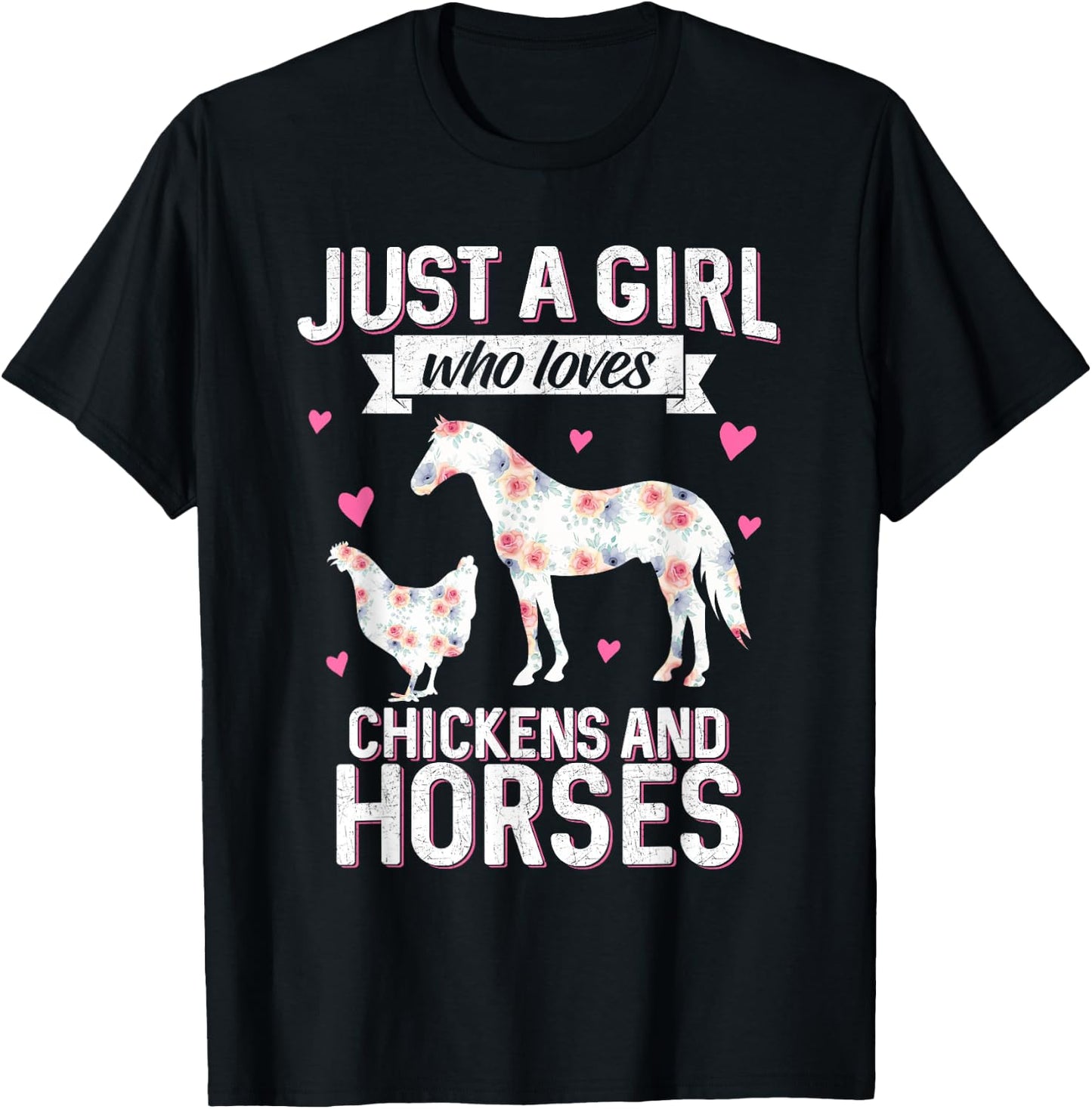 Just A Girl Who Loves Chickens Horse Lover Women Farmer T-Shirt - T-Shirt | Black