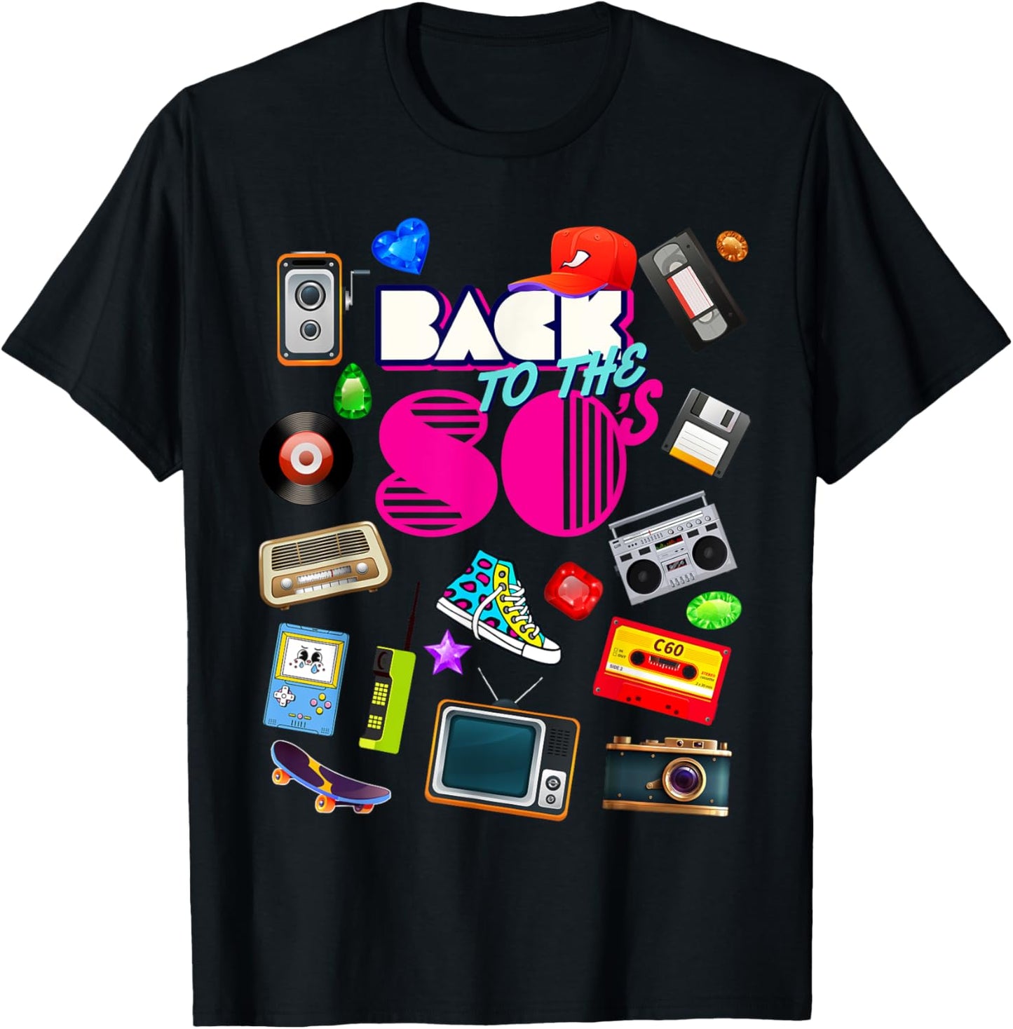 Back To 80's Vintage Retro I Love 80's Graphic Design T-Shirt - T-Shirt | Black