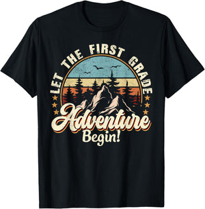Back To School Let The 1st Grade Adventure Begin T-Shirt - T-Shirt | Black