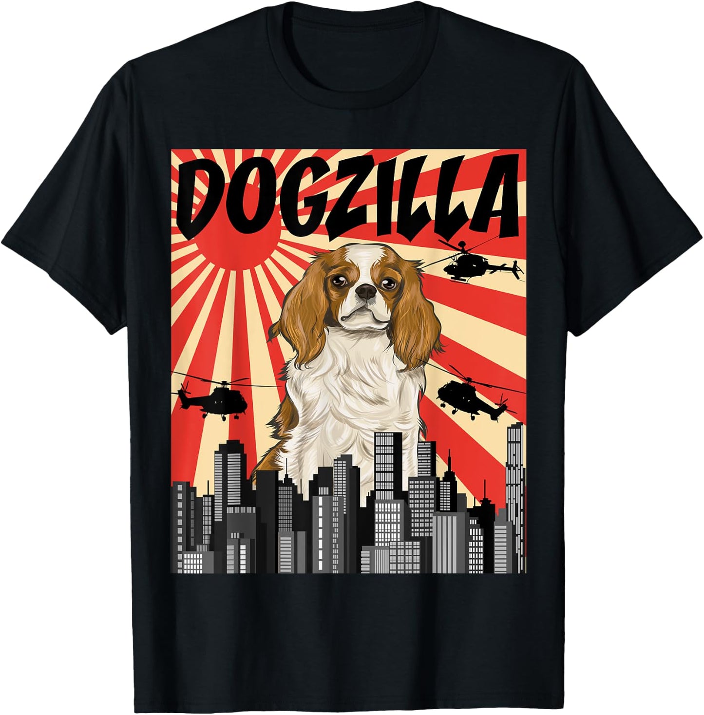Funny Japanese Dogzilla Cavalier King Charles Spaniel T-Shirt - T-Shirt | Black