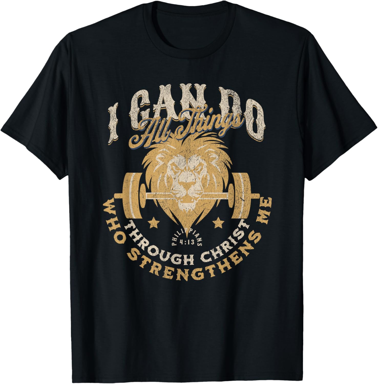 Christian Workout Weight Lifting Body Builder Bible Verse T-Shirt - T-Shirt | Black