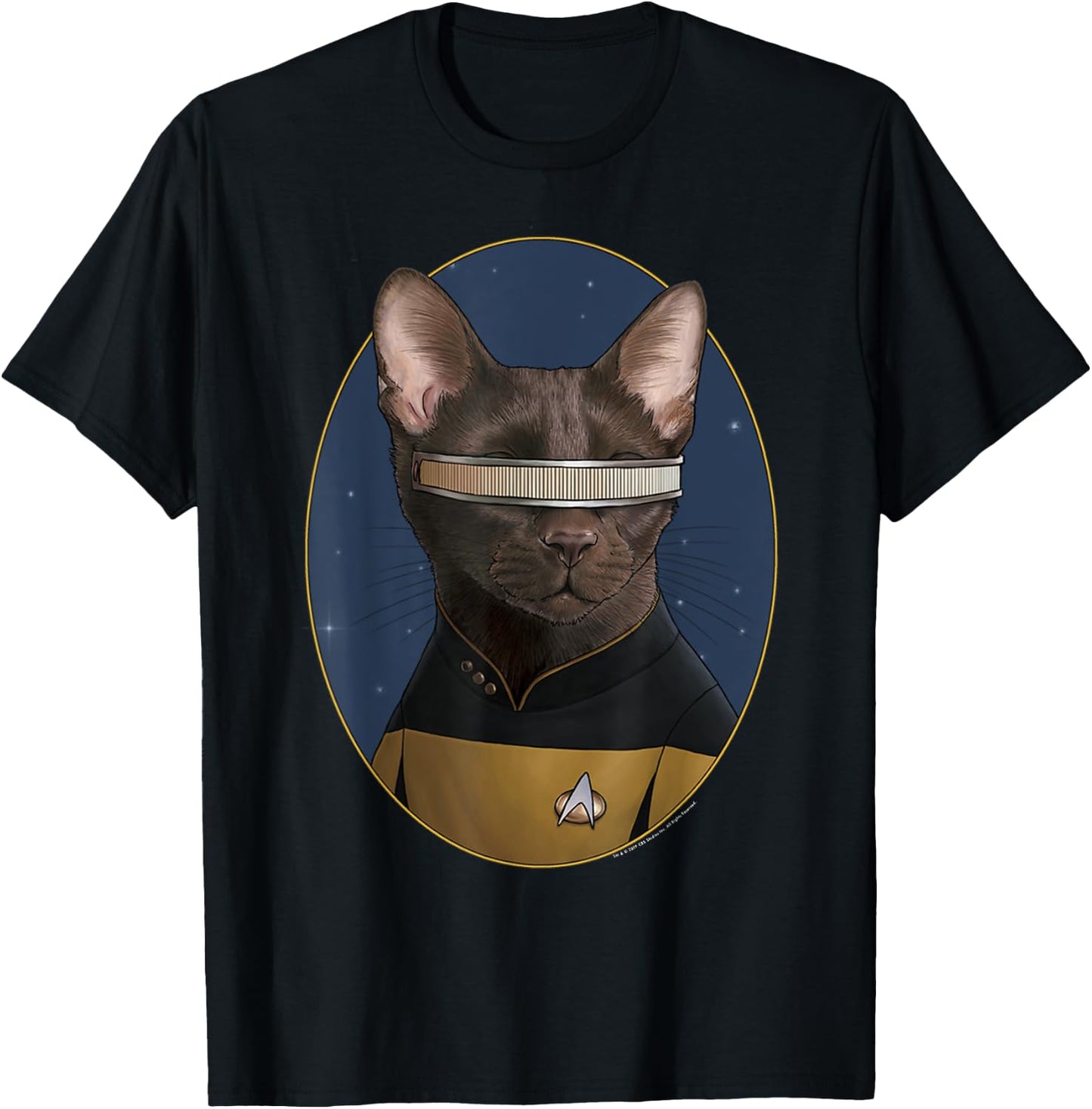 Star Trek: The Next Generation Geordi La Forge Cat Portrait T-Shirt - T-Shirt | Black