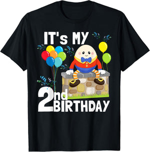 Humpty Dumpty Nursery Song Rhyme Toddler 2nd Birthday Party T-Shirt - T-Shirt | Black