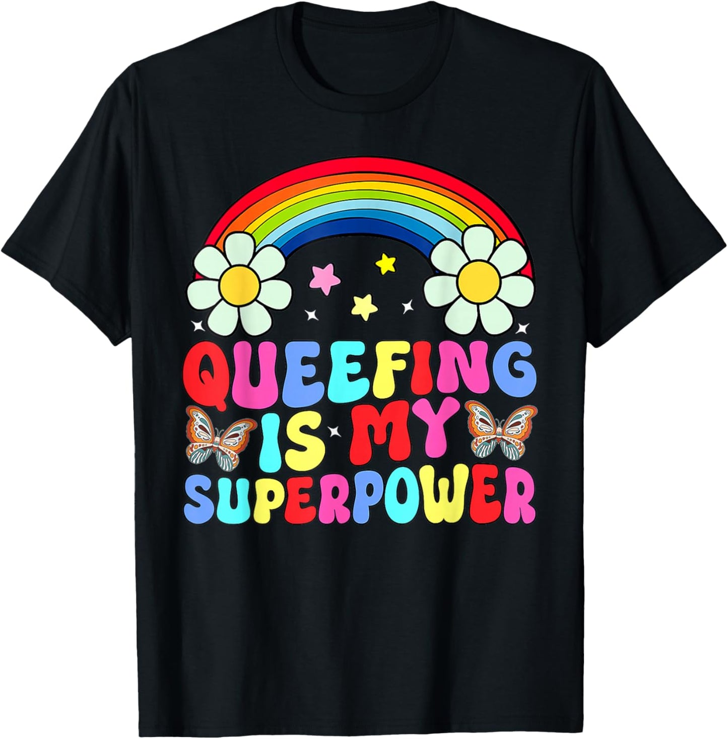 Rainbow Que-efing Is My Superpower Embarrassing Adult T-Shirt - T-Shirt | Black