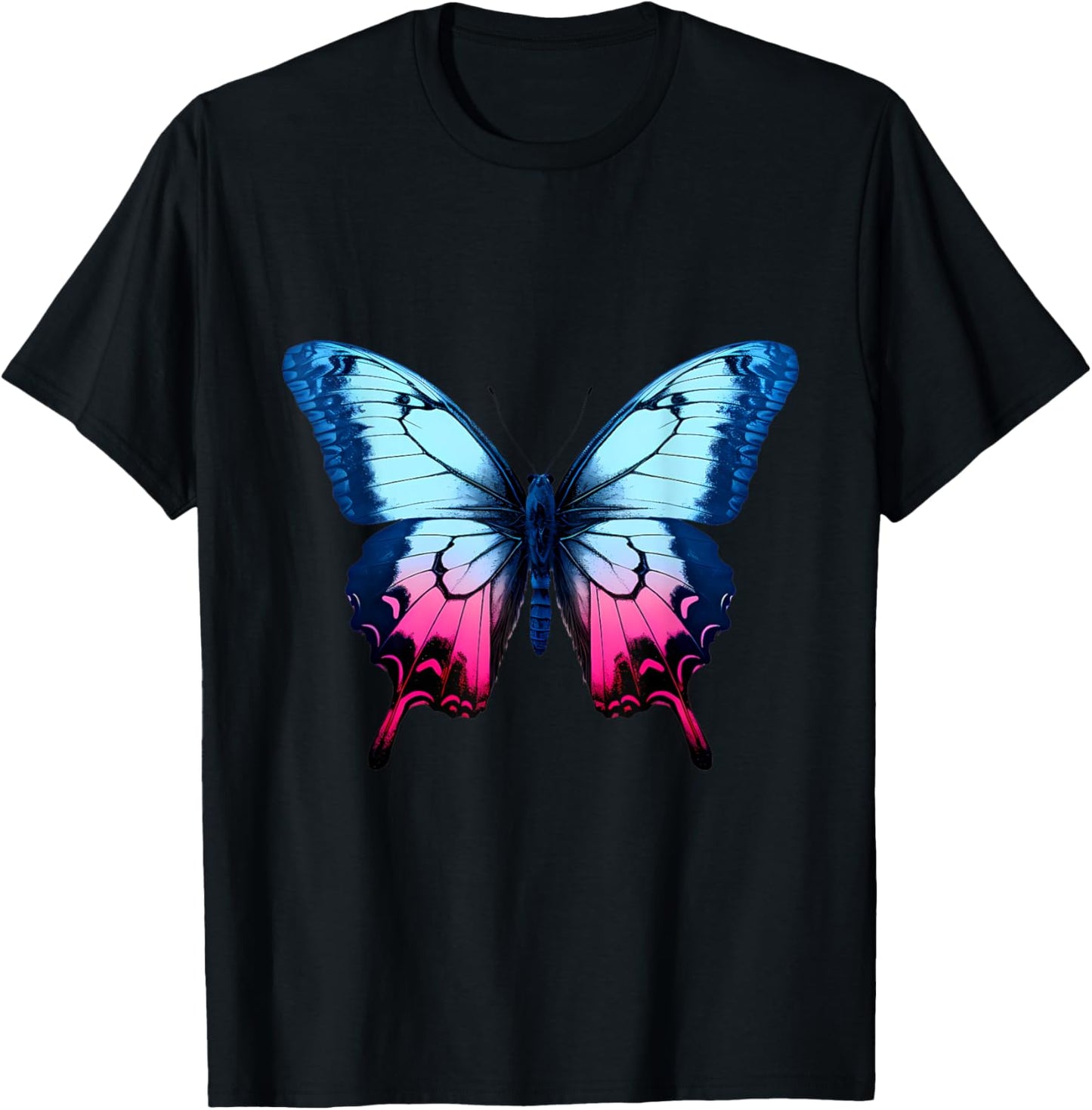 Butterfly Colorful Animal Art Motif Wildlife Forest Artwork T-Shirt - T-Shirt | Black