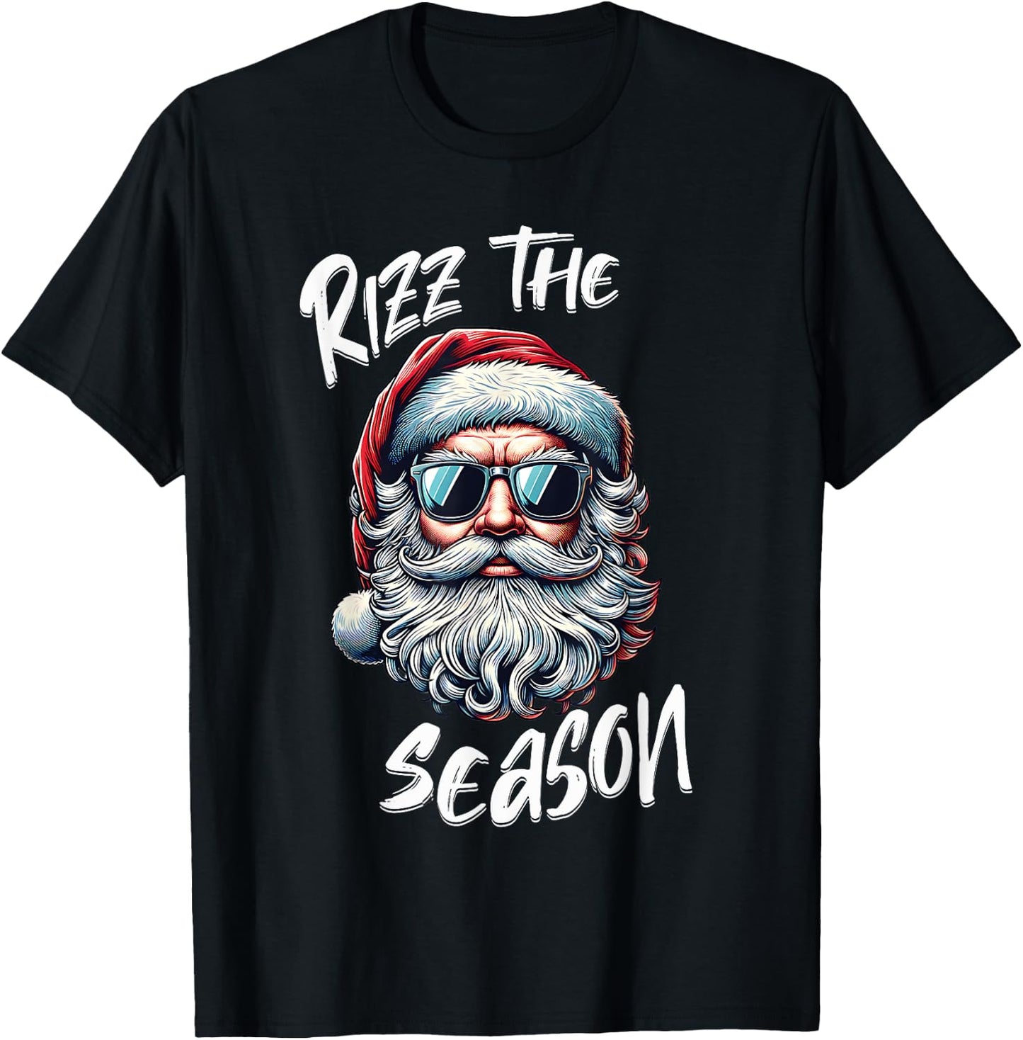 Rizz The Season Teens Kids School Christmas Santa Claus T-Shirt - T-Shirt | Black