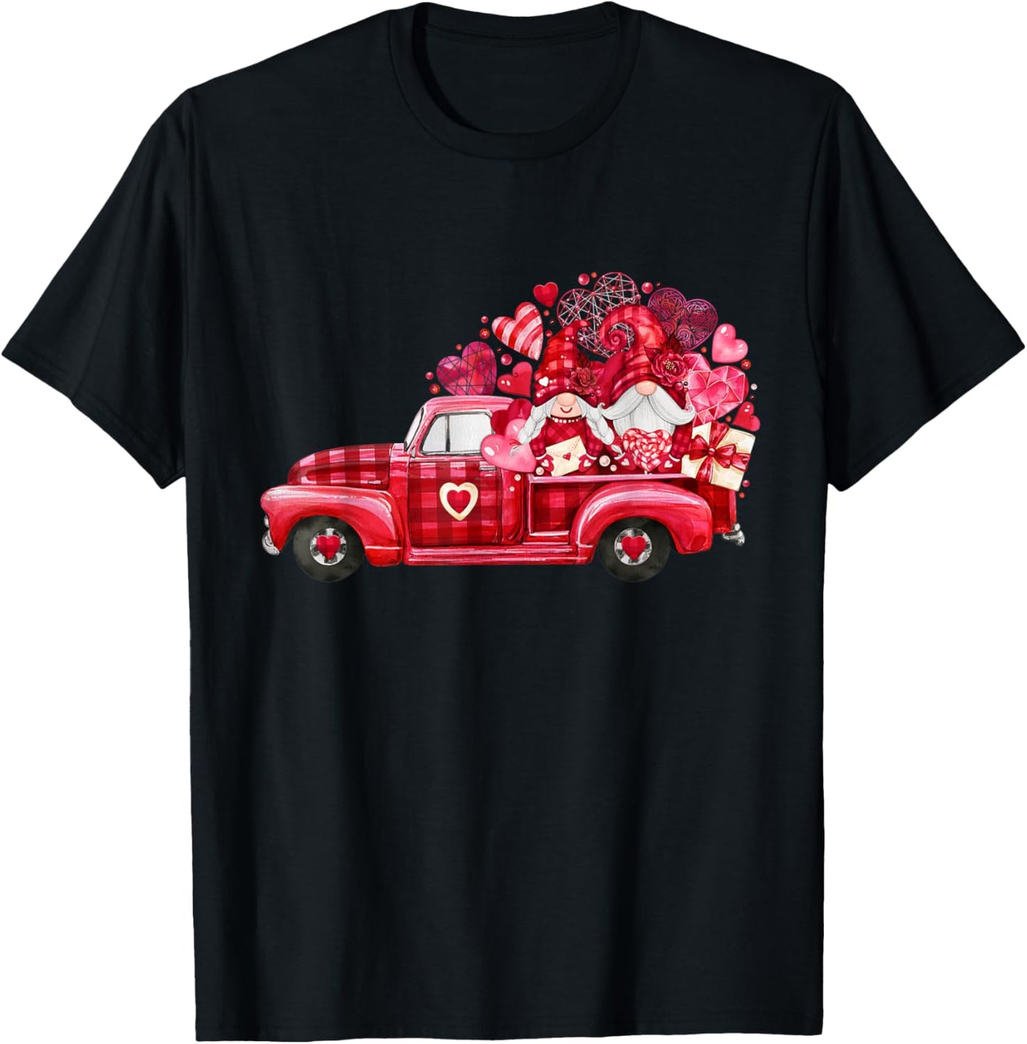 Santa Mrs Claus Grandpa Grandma Gnomes Christmas Tree Truck T-Shirt - T-Shirt | Black